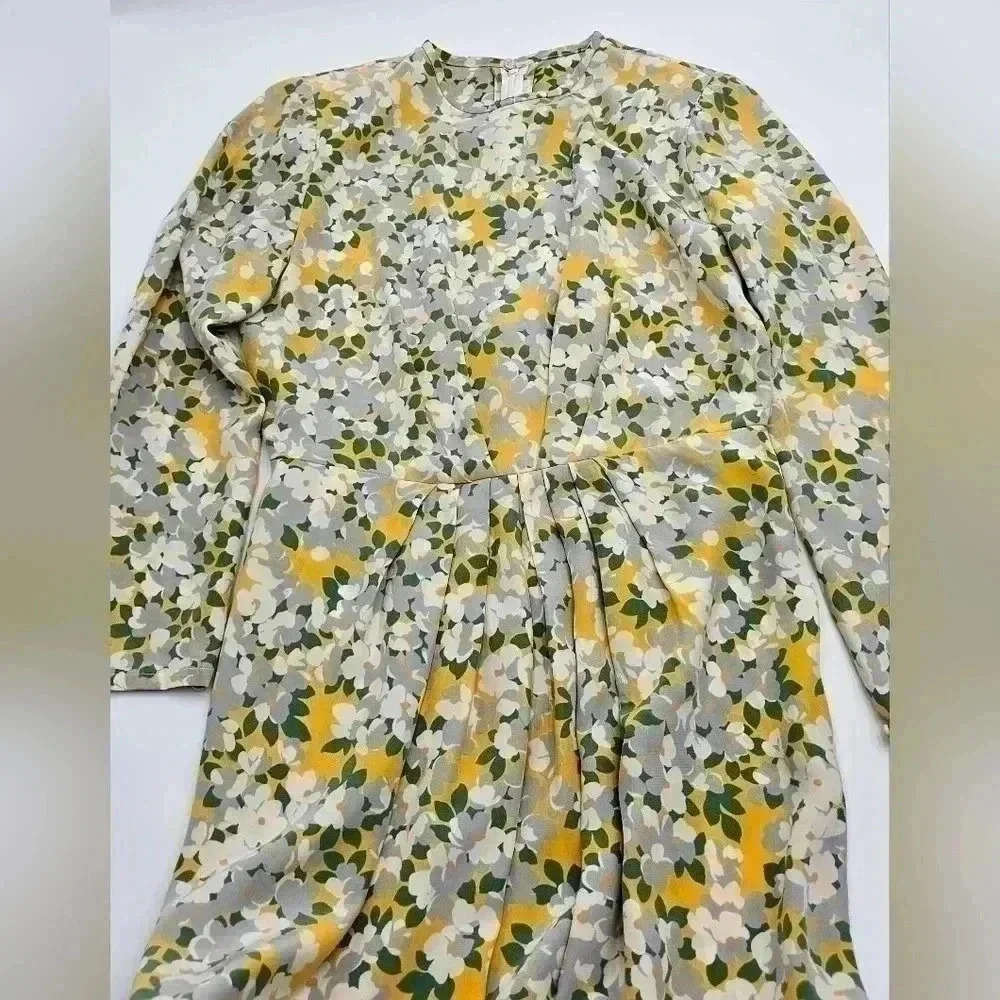Womens Size 6 Floral 100% Silk Long Sleeve Dress - Picture 10 of 11